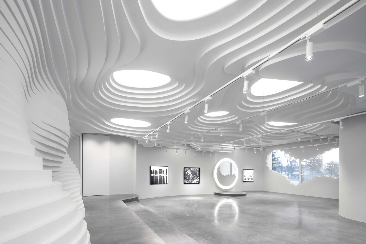 White Cave Gallery’s futuristic curvy interior designed by 123 Architects