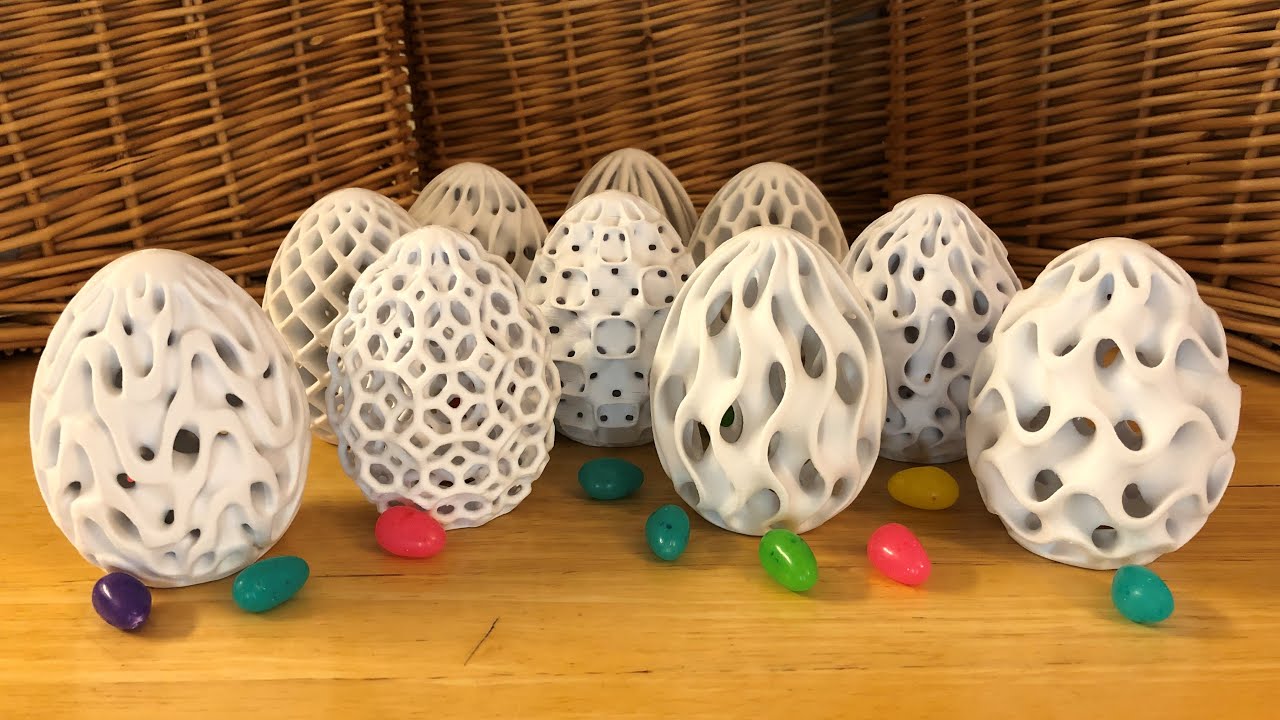 Ten 3D Printed Easter Eggshells