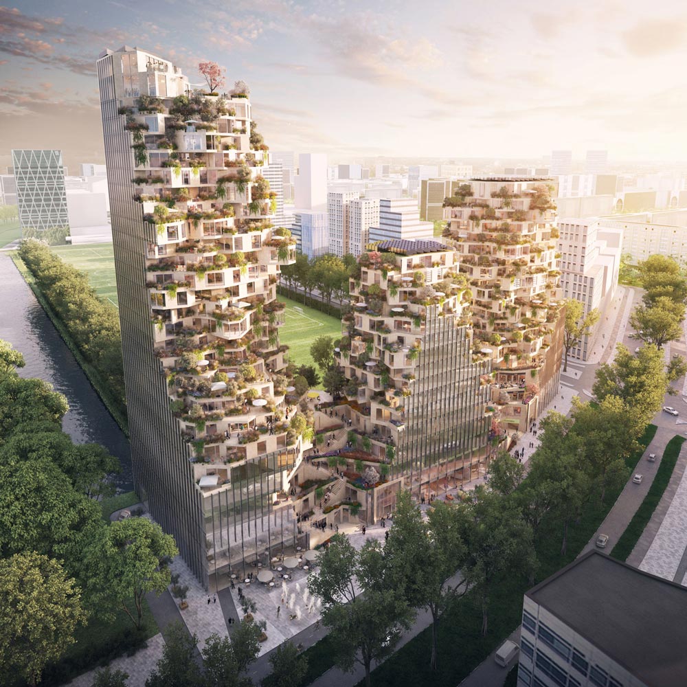 MVRDV's High Rise Ravel Plaza Complex Features Green Galore In Amsterdam