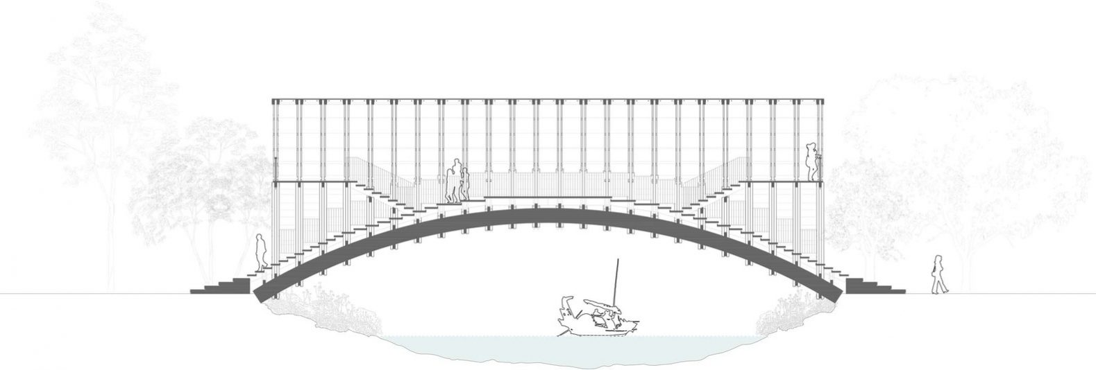 Timber Bridge in Gulou Waterfront By LUO Studio Parametric Architecture