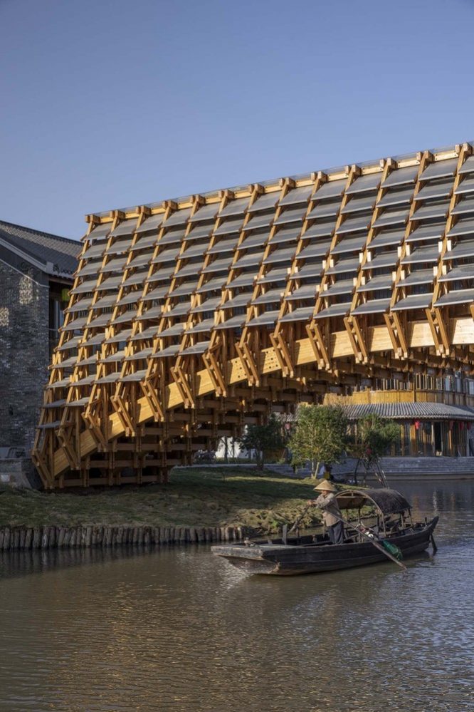 Timber Bridge in Gulou Waterfront By LUO Studio - Parametric Architecture