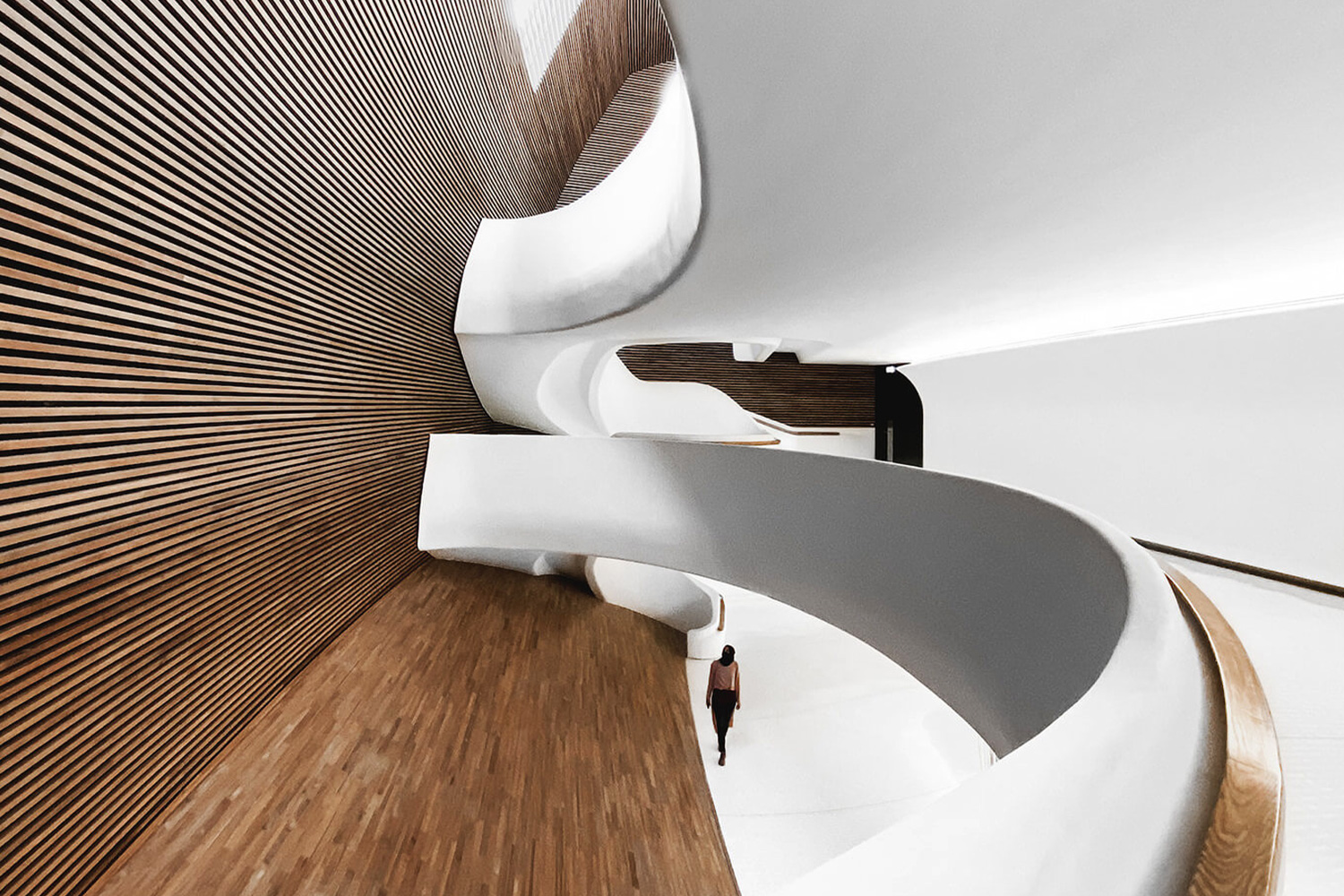 Organically curved interior of The Bahrain National Theatre