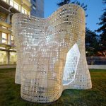 3D-printed cement "Bloom" pavilion created by Emerging Objects