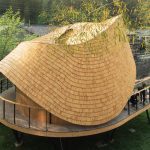 The curved roof of the "Treewow Villa O" tree house