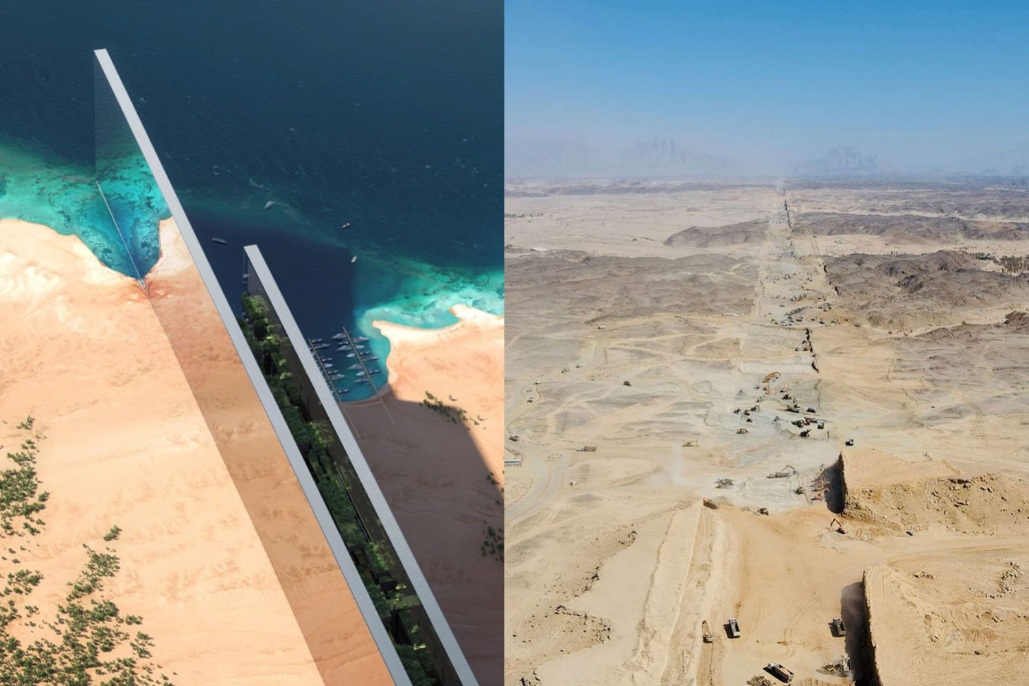 OT Sky released photos of NEOM's The Line project construction