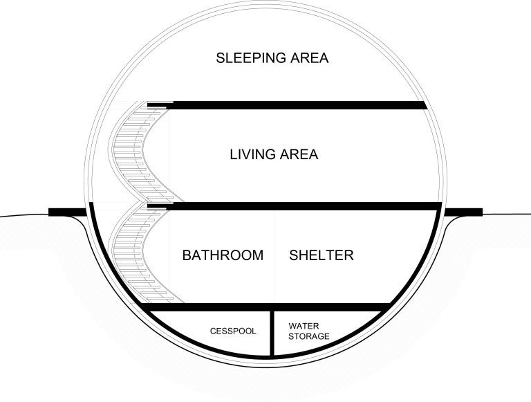 Living-OPod_section - Parametric Architecture