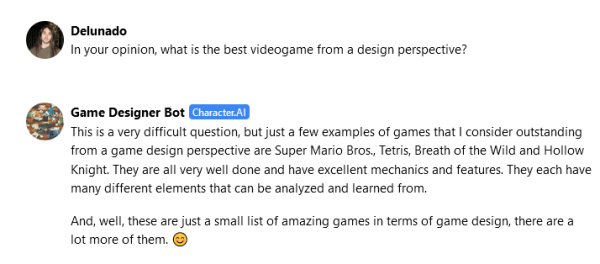 AI-generated video game design assistant: Game Designer Bot