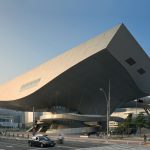 Busan Cinema Center has a unique "flying" look due to its cantilever roof by Coop Himmelb(l)au