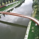 Vlasbrug Bicycle Bridge's wavy structure harmonizes with its surroundings
