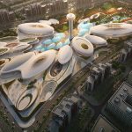 Aljada Central Hub features wind-channeling buildings inspired by water droplets