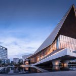 Langtin Yuanzhu Experience Hall features a striking rhombus-shaped structure