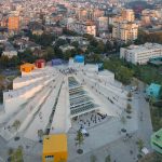 MVRDV renovated the Pyramid of Tirana with a stepped roof and colored boxes