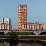 RCC Headquarters features triangulated parts inspired by the crystal lattice of copper