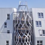 Rive Seine Building features interwoven riveted aluminum referencing the industrial past of the city