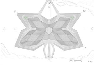 ZHA_Zhuhai Art Centre_Plan roof 1to1000 with hatch