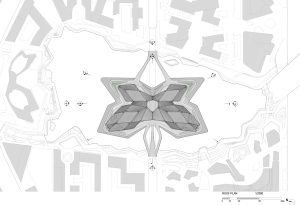 ZHA_Zhuhai Art Centre_Plan roof 1to2000 with hatch