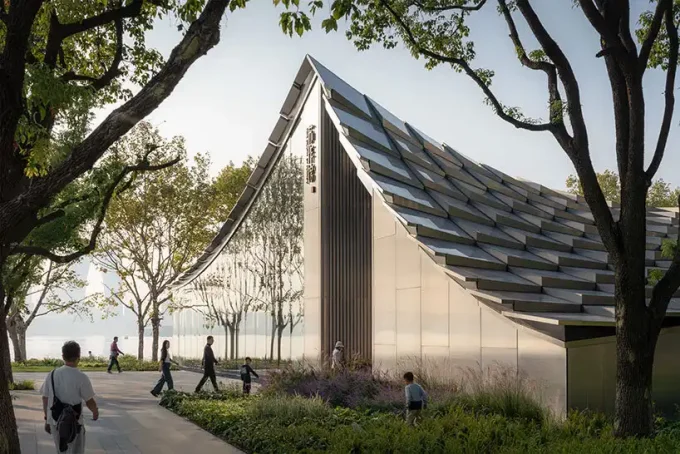 Jinji Lake Pavilion by BIG Opens in Suzhou, Inspired by Traditional Courtyards