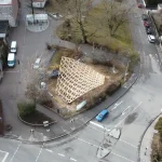Material-Efficient Hypar Gridshell Roof Built with Castanea Sativa Wood in Friedberg