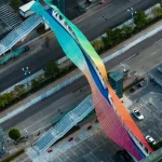 Atelier cnS Designs Parametric Polychromatic Jianshe Avenue Pedestrian Bridge 