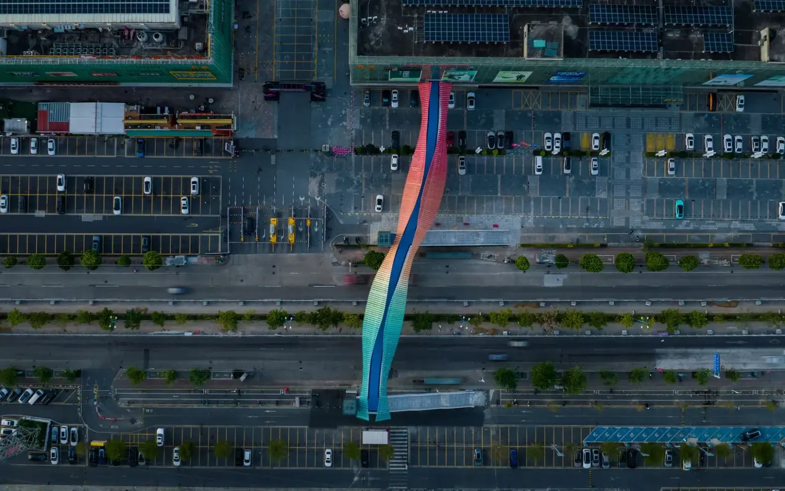 Atelier cnS Designs Parametric Polychromatic Jianshe Avenue Pedestrian Bridge 