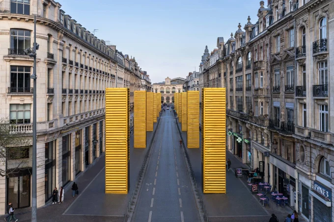 SpY’s Golden Monoliths Recast Shipping Containers as Urban Totems