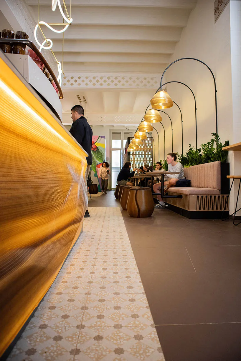 3D-Printed Interior from Coffee Waste for Barcelona’s D·Origen Café by LOWPOLY