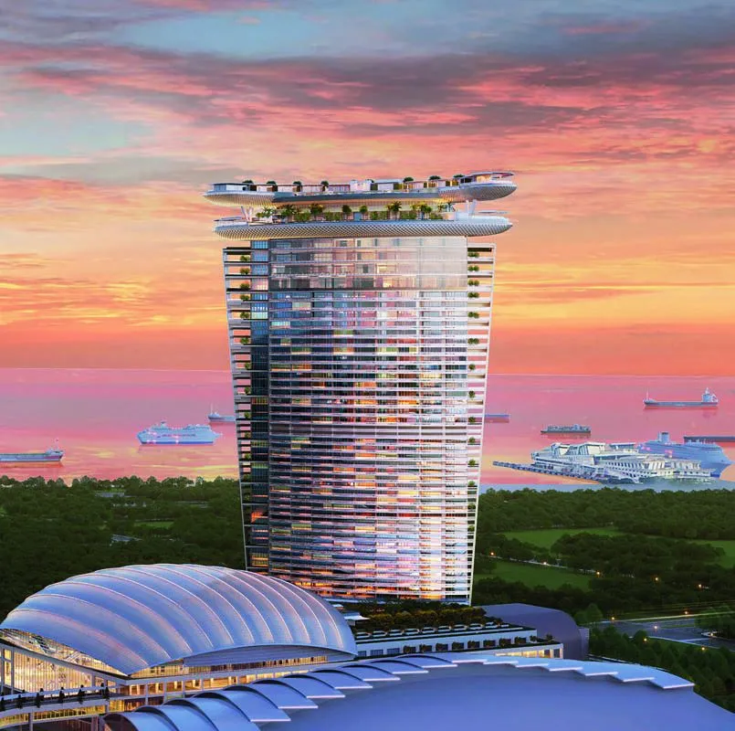 Las Vegas Sands and Safdie Architects Design $8 Billion Luxury Resort with 360° Skyloop 10 Las Vegas Sands and Safdie Architects Design B Marina Bay Sands Tower with 360° Skyloop