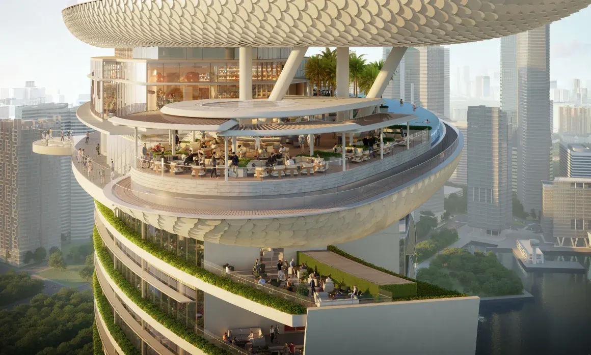 Las Vegas Sands and Safdie Architects Design $8 Billion Luxury Resort with 360° Skyloop 9 Las Vegas Sands and Safdie Architects Design B Marina Bay Sands Tower with 360° Skyloop