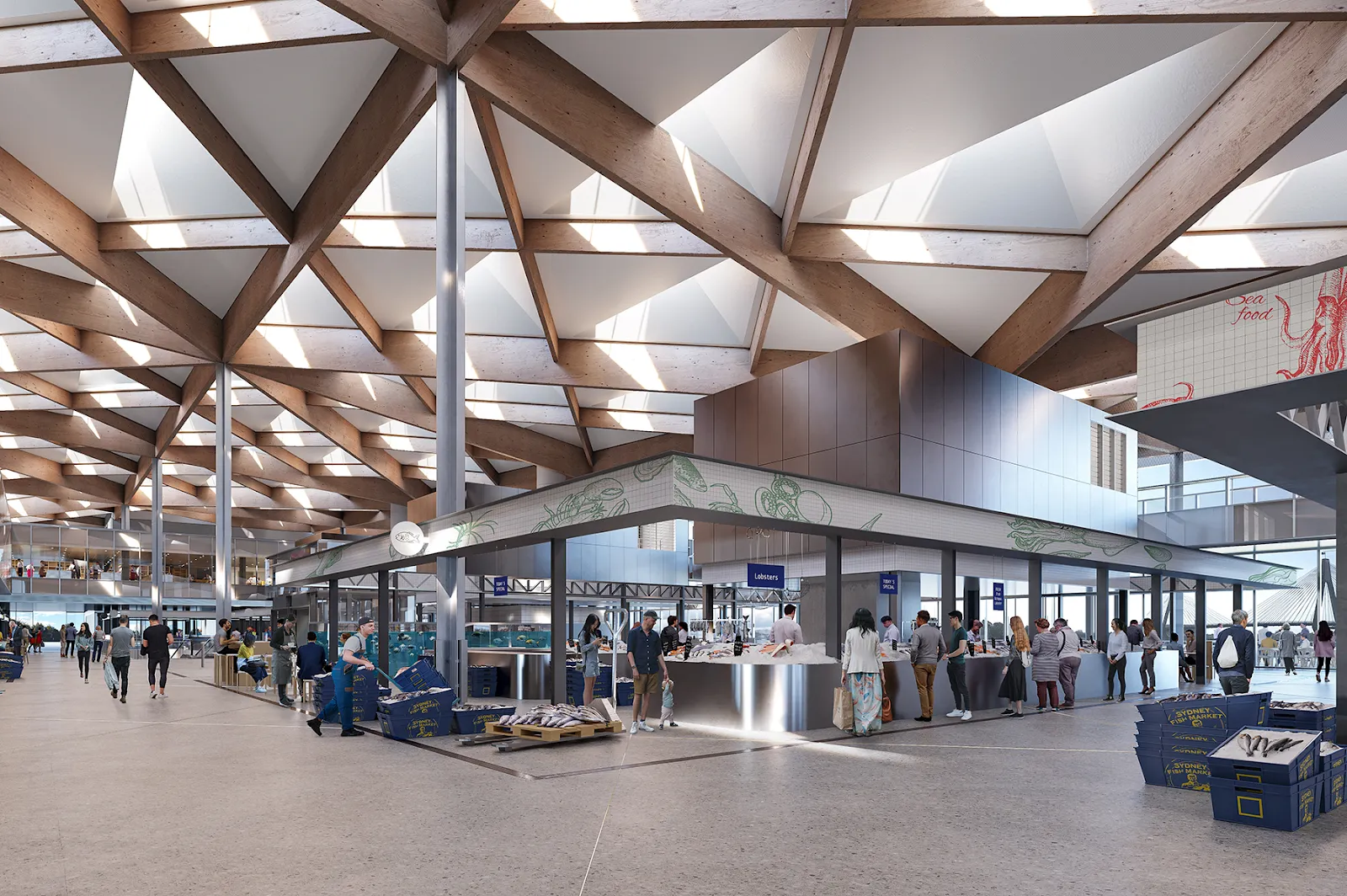 Sydney Fish Market Roof Unveils Multicolored Light Display Over the Harbour 15 3XN-Sydney Fish Market
