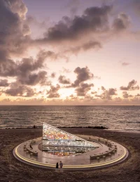 Miami Art Week 2025, Rotating bookshelf, Library of Us