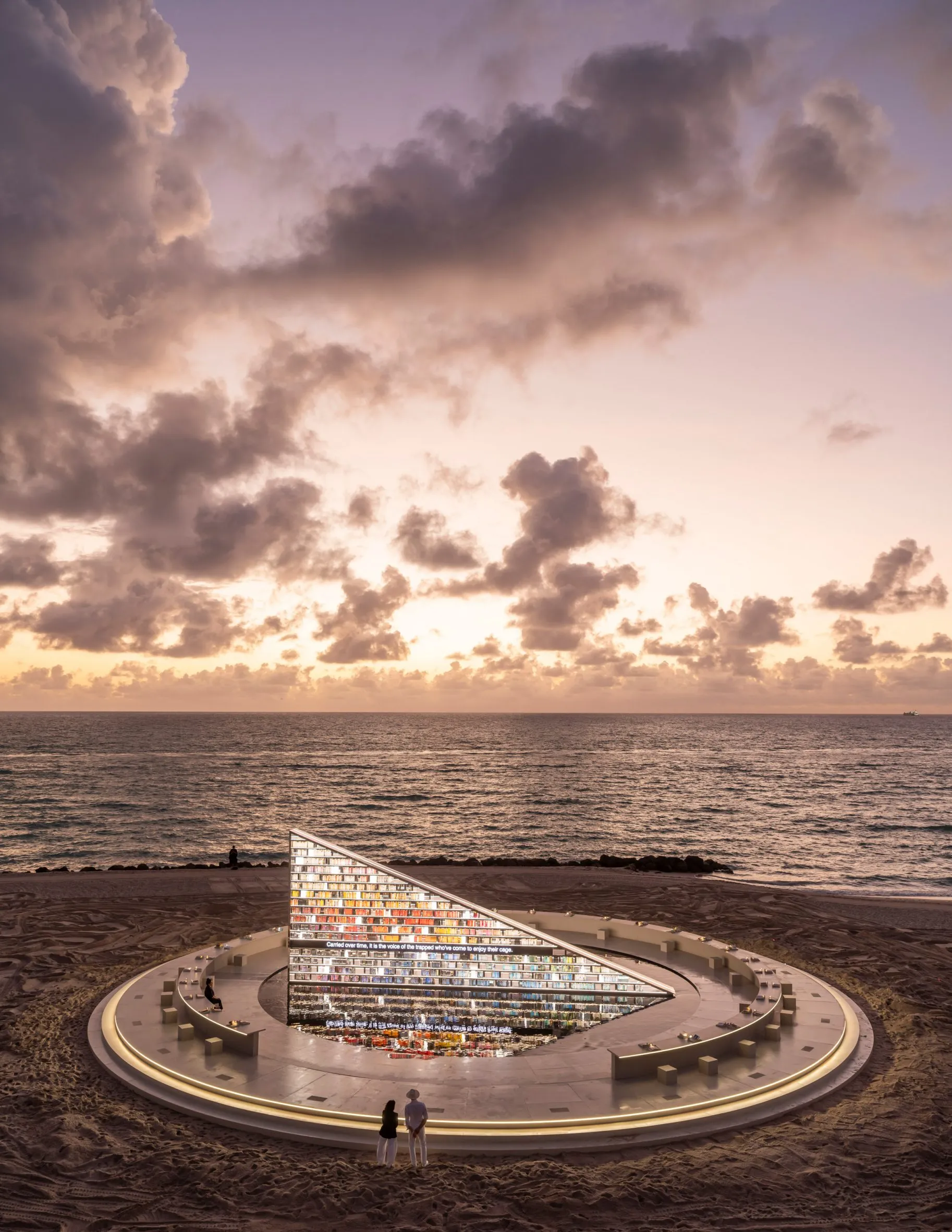 Miami Art Week 2025, Rotating bookshelf, Library of Us