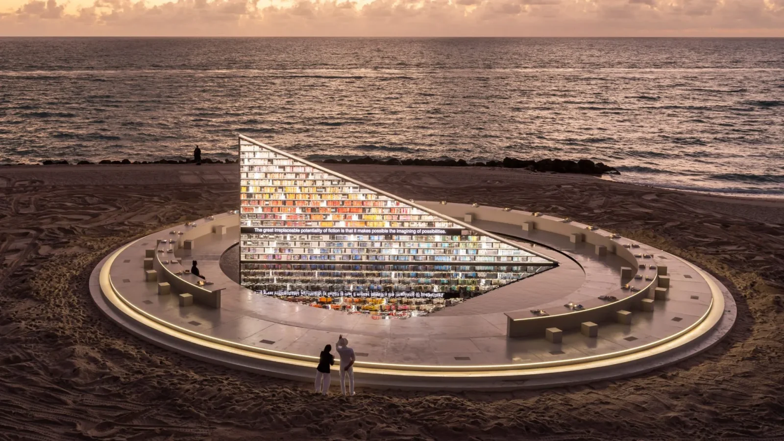 Miami Art Week 2025, Rotating bookshelf, Library of Us