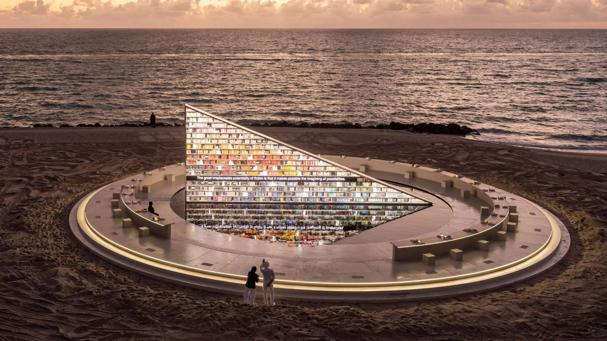 Miami Art Week 2025, Rotating bookshelf, Library of Us