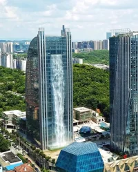 Liebian International Building, 121-meter Skyscraper, 108-Meter Artificial Waterfall