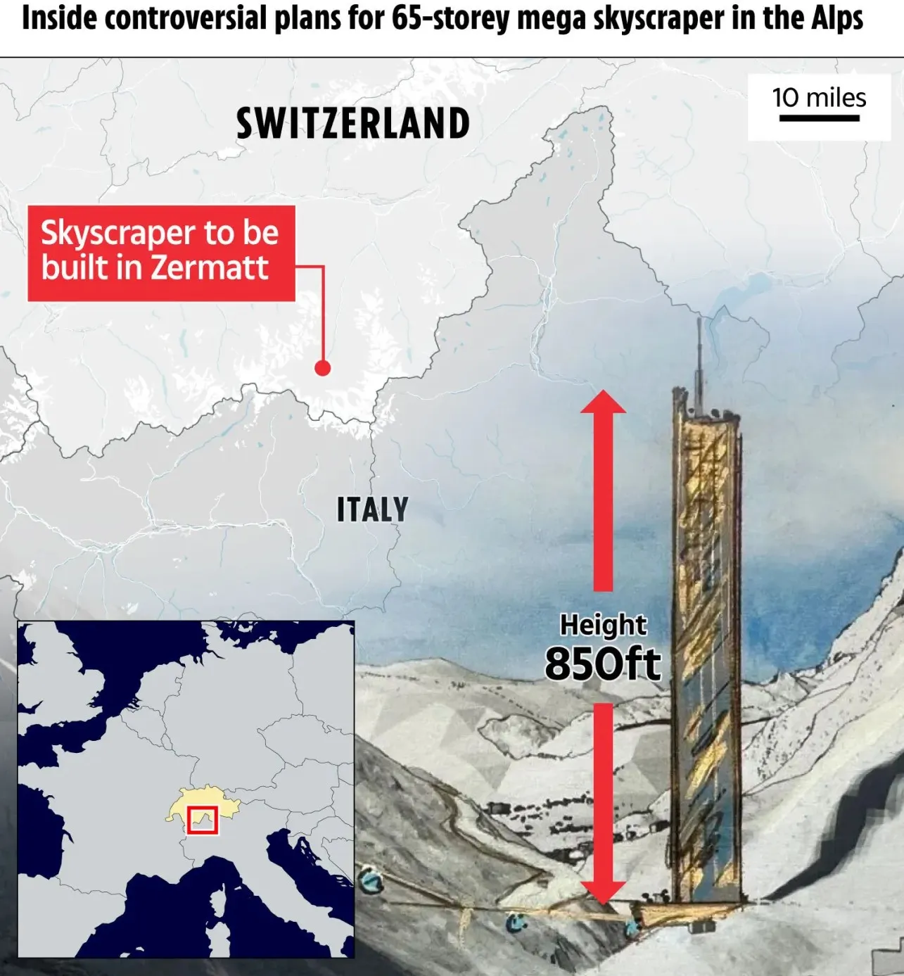 Lina Peak—a 260-meter skyscraper in Zermatt