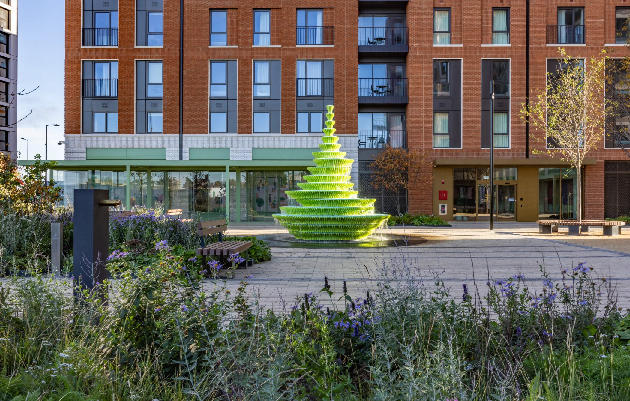 NEON’s Sculptural Fountain Creates a Calm, Playful Pause Point in Brent Cross Town 9 NEON's Fountain at Brent Cross Town in London