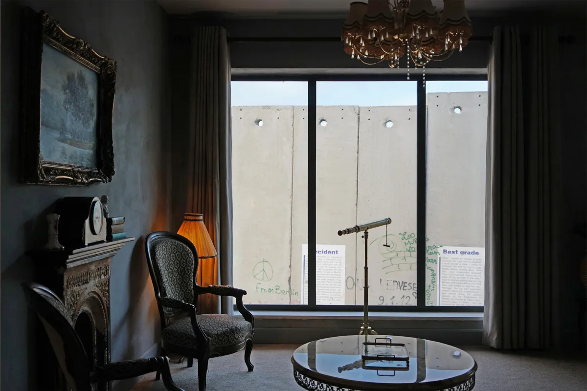 Banksy's 'Walled Off Hotel' Reopens as a Living Archive of Palestinian Culture and Politics 7 The Walled Off Hotel reopens in Bethlehem, boutique art hotel, Palestine