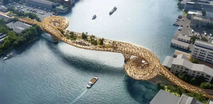 Bangkok, Pedestrian Bridge Across the Chao Phraya River