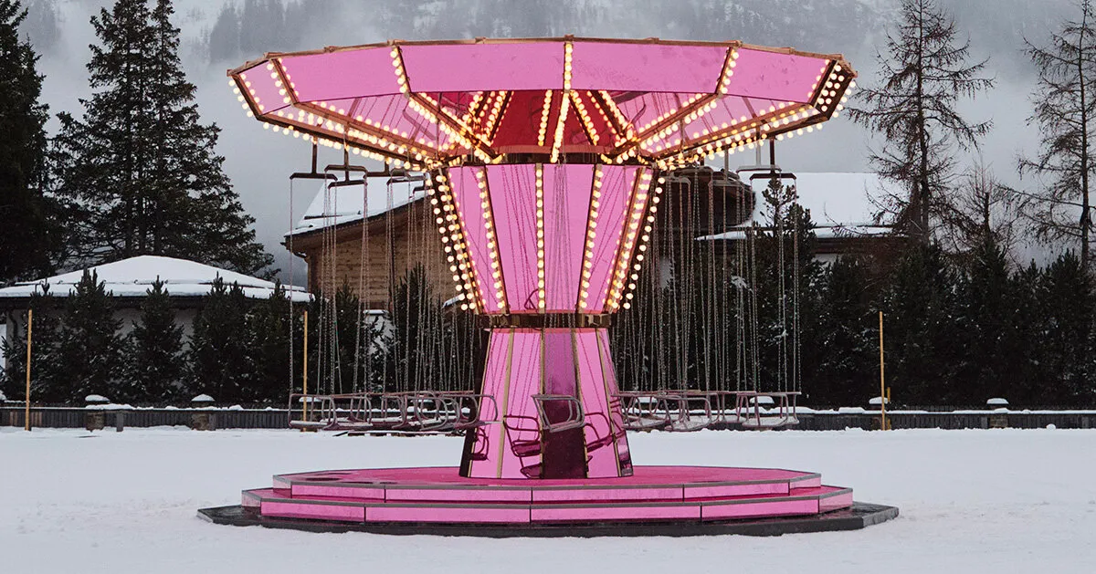 Carsten Höller, Pink Mirror Carousel, Kulm Hotel St. Moritz, Switzerland