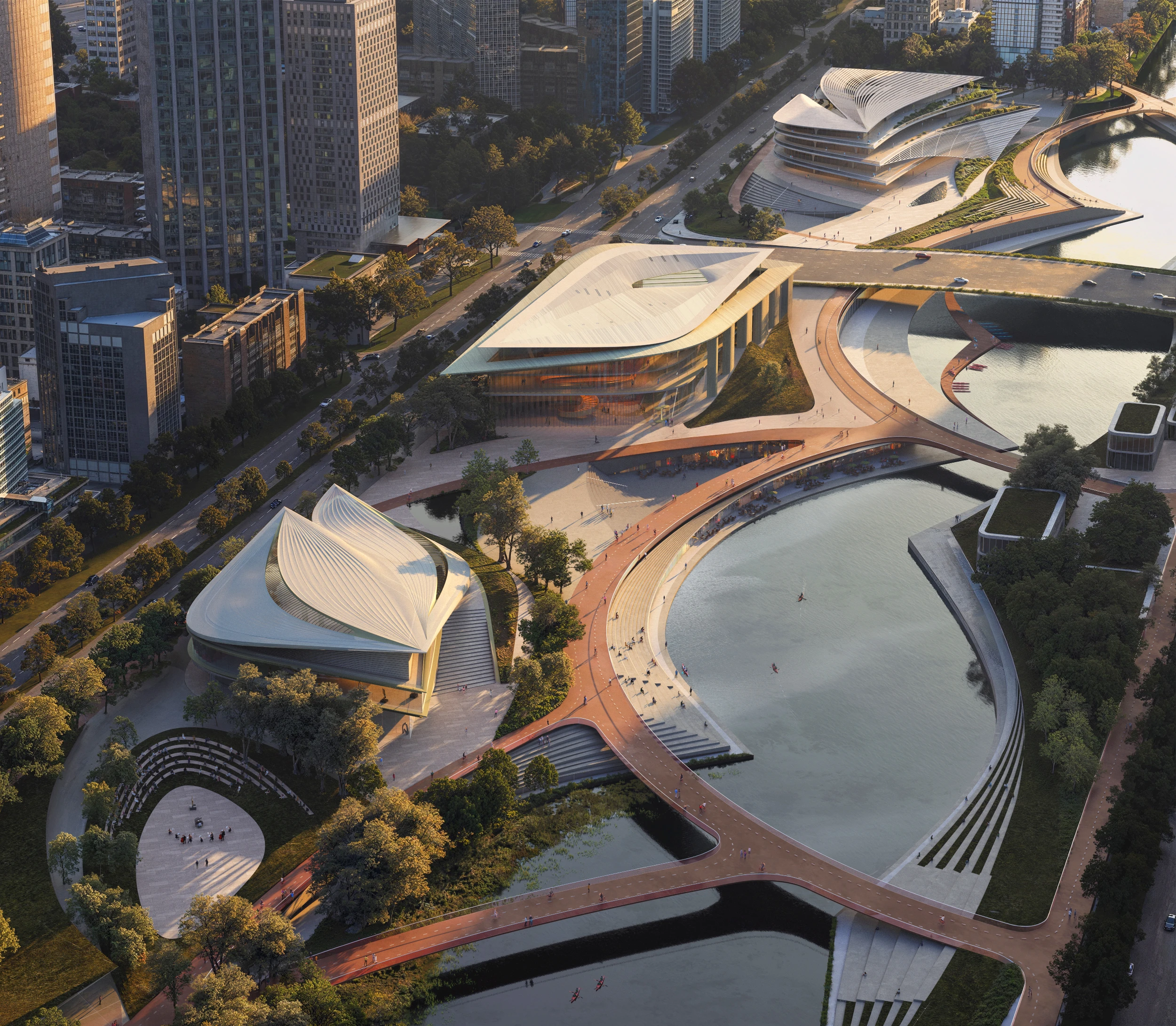 ZHA Reveals Design for Qiantang Bay Central Water Axis in Hangzhou