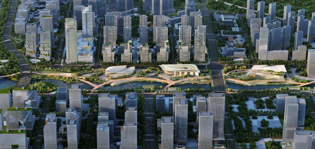 ZHA Reveals Design for Qiantang Bay Central Water Axis in Hangzhou