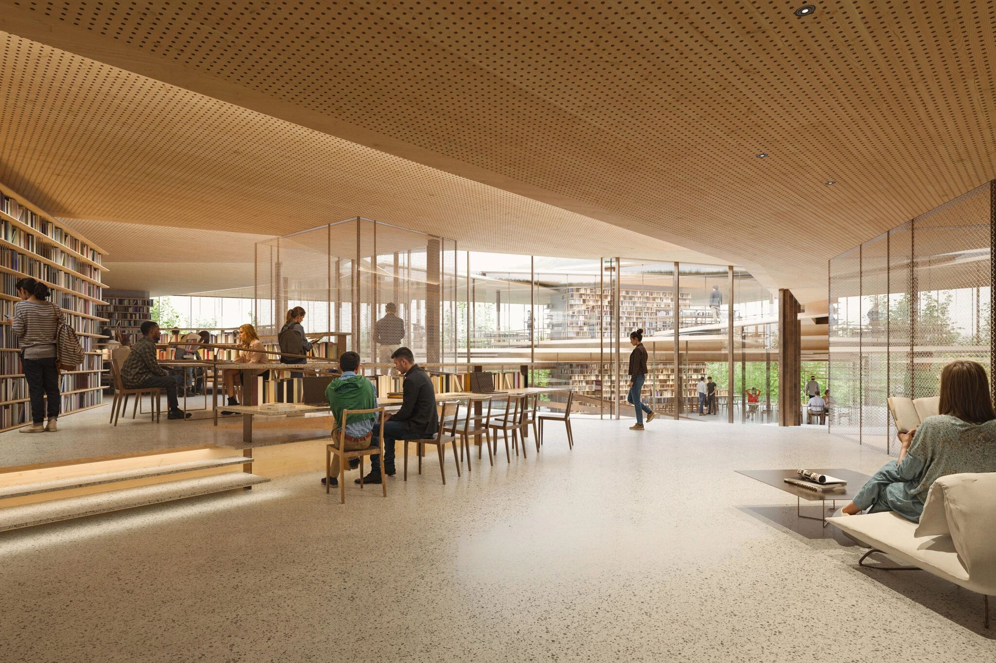 Kengo Kuma’s Vortex of Words, Spiral Timber-Steel Library