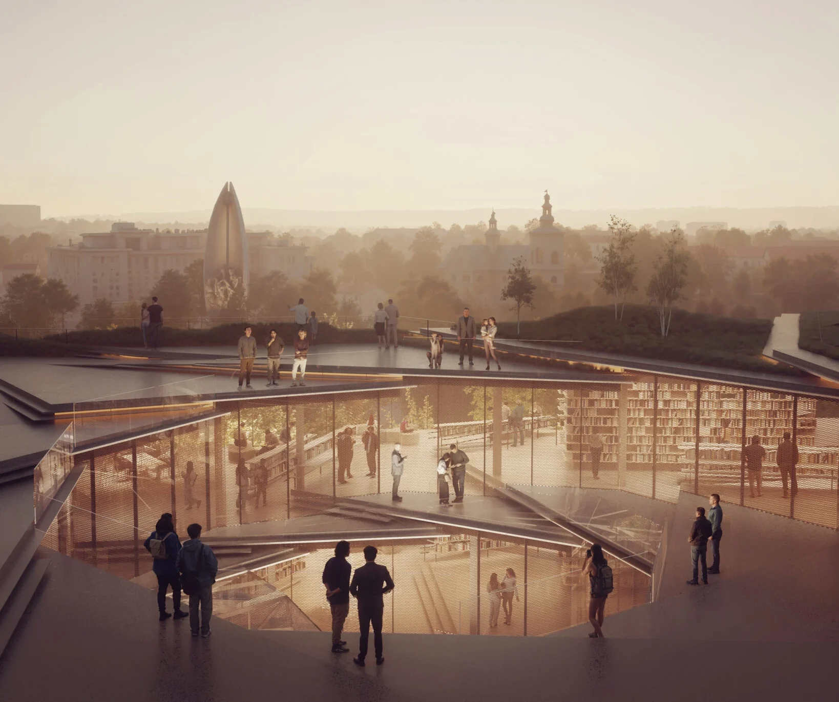 Kengo Kuma’s Vortex of Words, Spiral Timber-Steel Library