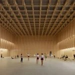 Kengo Kuma’s Vortex of Words, Spiral Timber-Steel Library