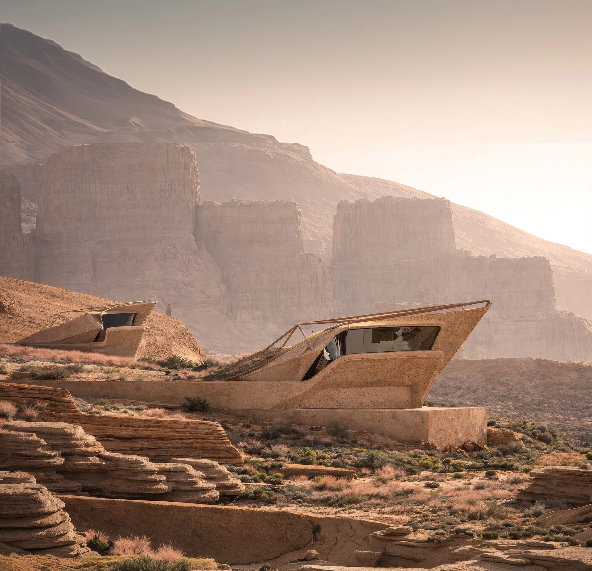Habitable Outcrop, A Desert Observatory House,  Prism House