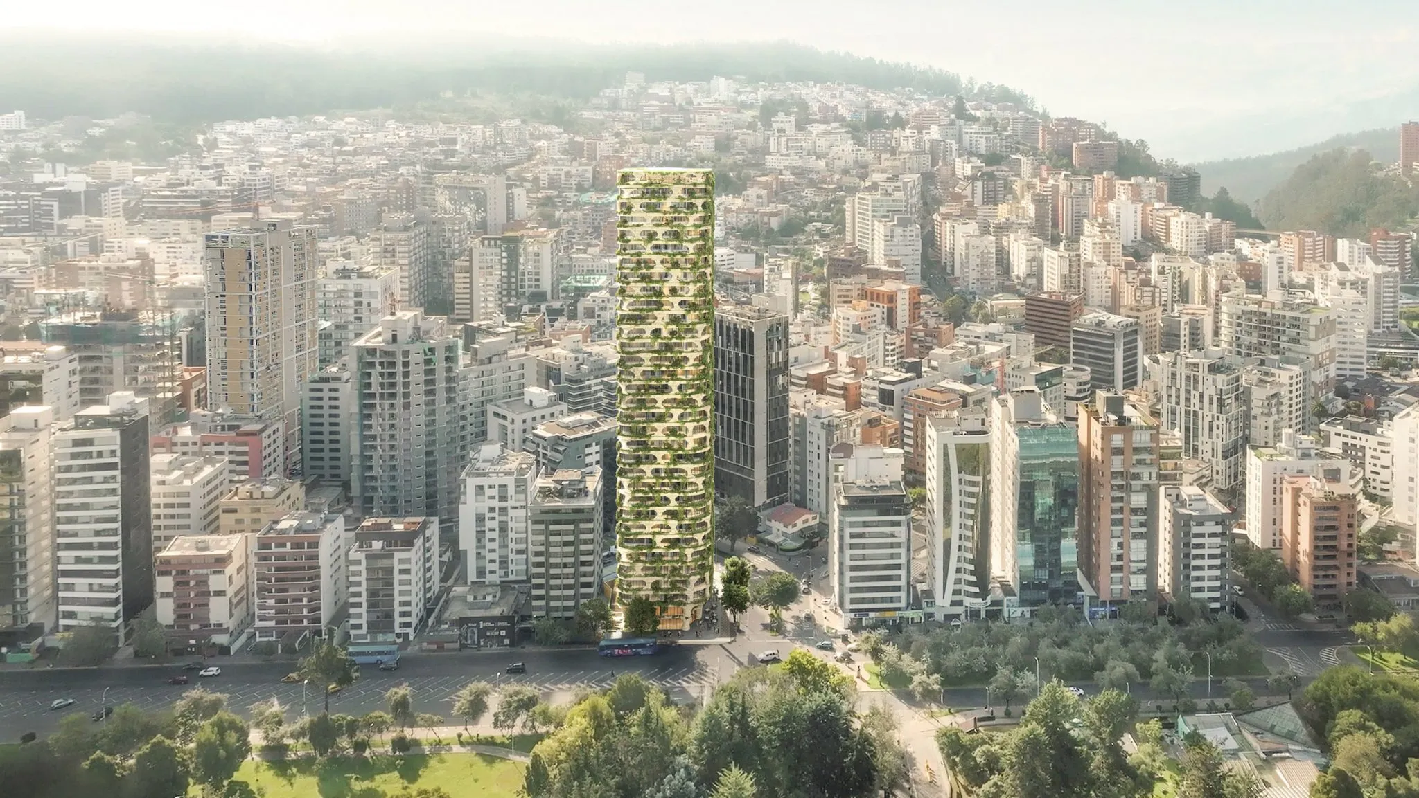 Kengo Kuma Merges Nature, Ceramics, and Compact Urban Living in Quito’s Skyscraper