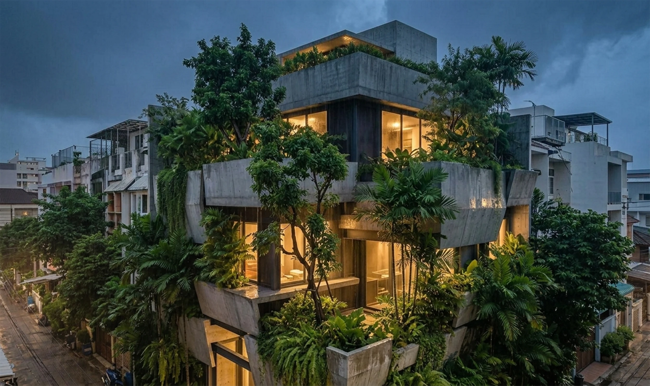 House of Emptiness Monolithic Concrete Retreat with Tropical Courtyards in Bangkok 5 House of Emptiness