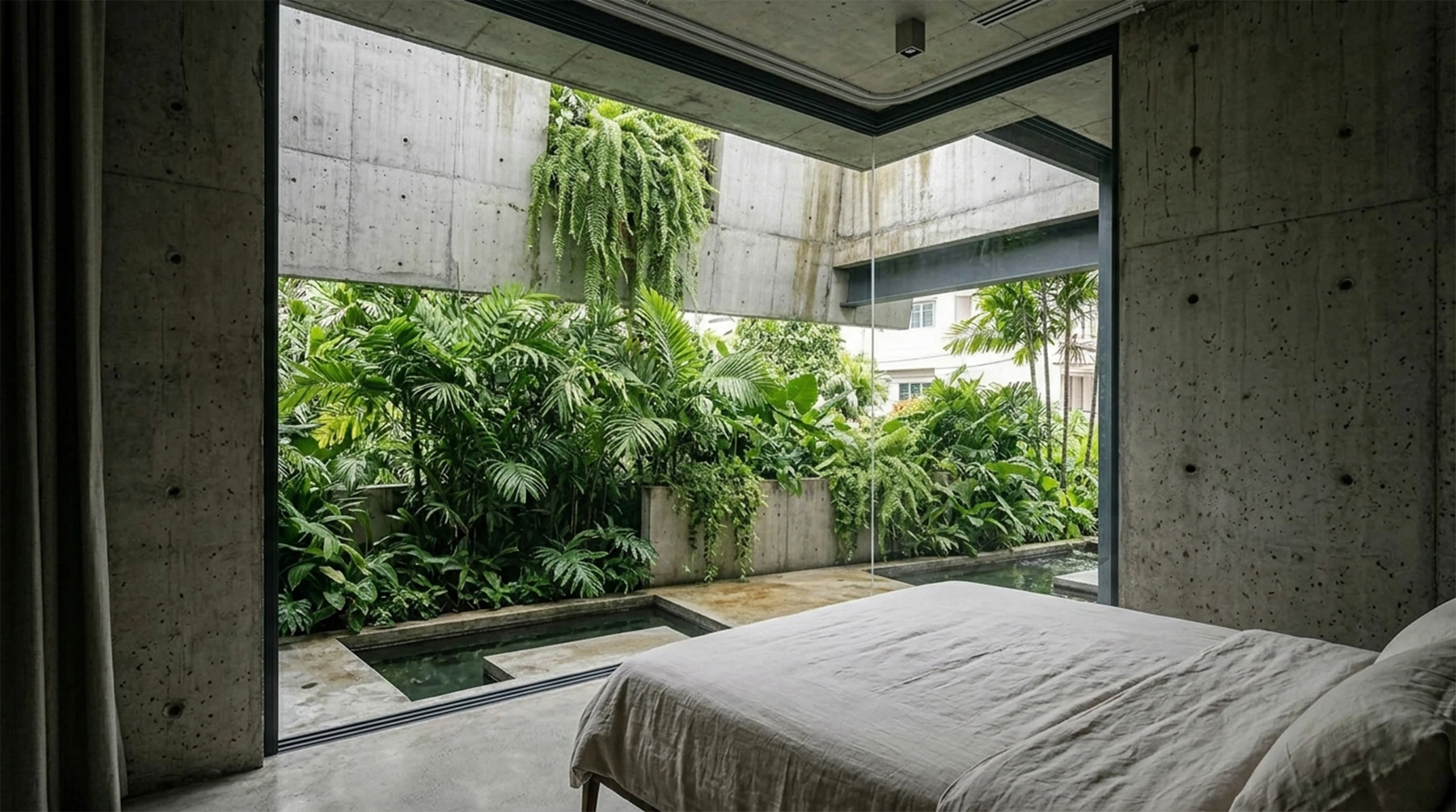 House of Emptiness Monolithic Concrete Retreat with Tropical Courtyards in Bangkok 8 House of Emptiness