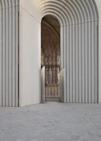 Kengo Kuma Reimagines a Gothic Cathedral Entrance in France with Sculptural Arches