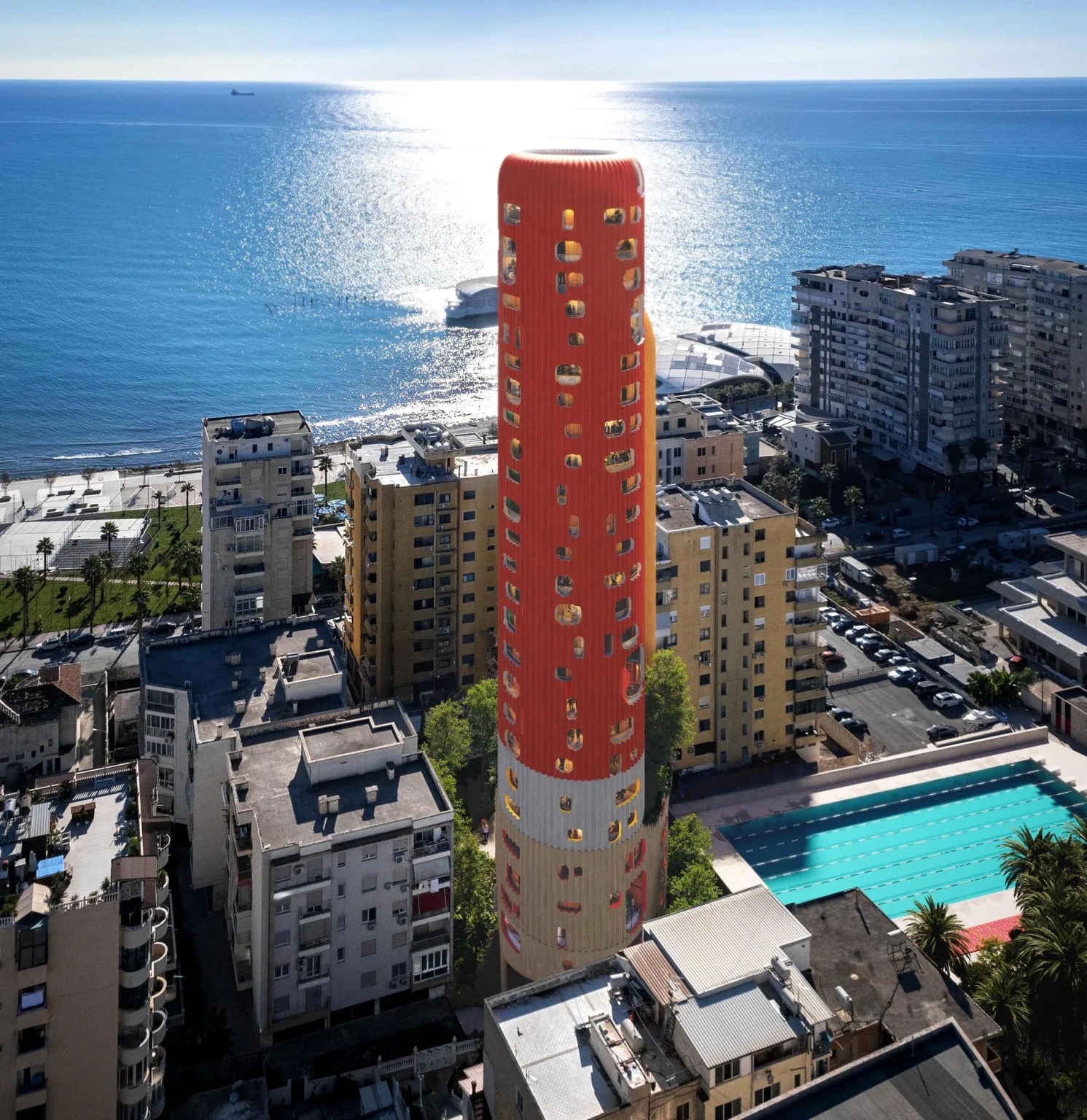 Sky-K by SelgasCano Brings Colorful Twin Towers to Albania